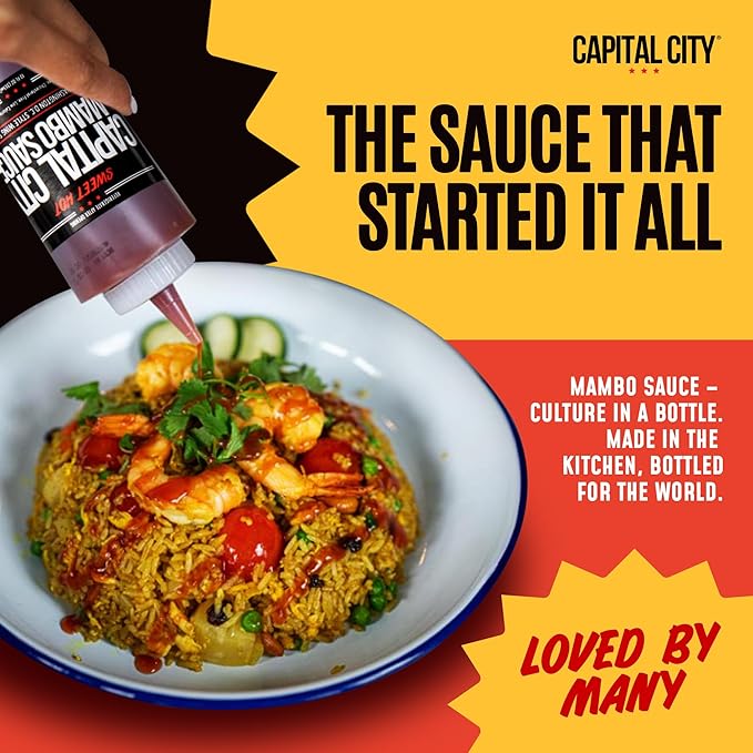 Capital City Mambo Sauce Sweet Hot, Washington DC Wing Sauces, Perfect Condiment for Wings Chicken Pork Beef Seafood Burgers Rice or Noodles, 12oz (12 pack)
