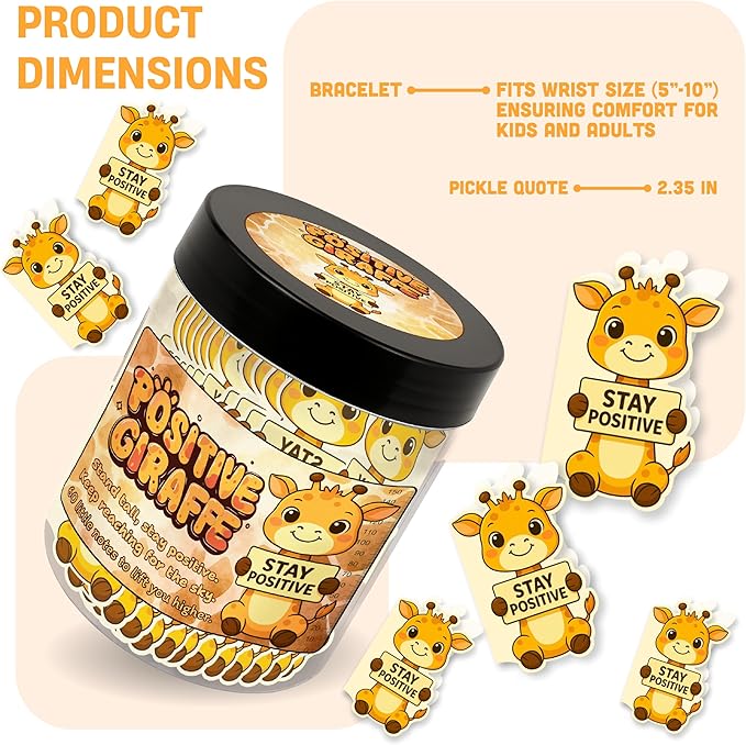 Positive Giraffe Jar With 60 Daily Affirmation Cards - Giraffe Gifts For Women And Giraffe Decor, Emotional Support Gift And Inspirational Present For Women, Birthday Gift For Wife Or Desk Decor