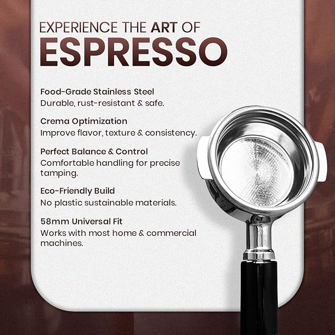 Rattleware 58mm Espresso Portafilter with 20G+ Basket – Double Spouted Stainless Steel E61 Portafilter for Double Shots, Commercial Barista Tools, Home Espresso Setup, Precision Extraction