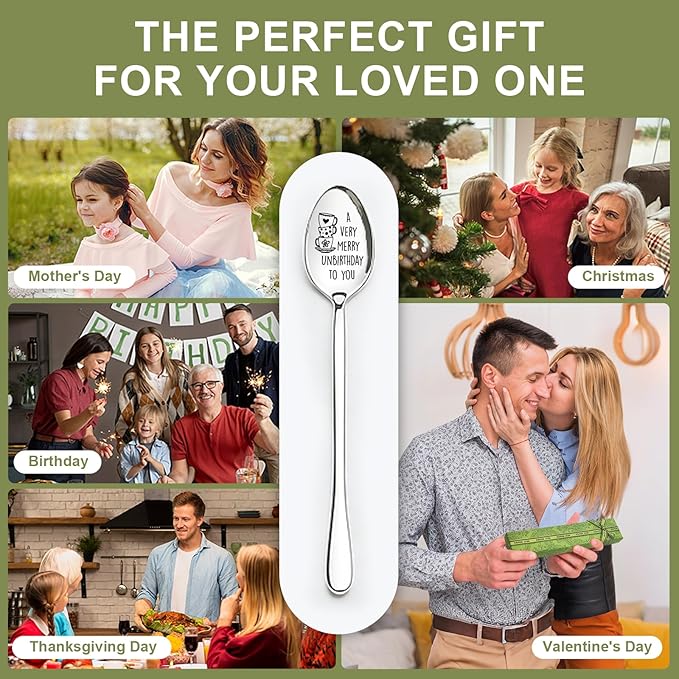 Funny Coffee Spoons Stainless Steel Tea Dessert Spoons Lover for Father, Mother, Friends, Merry Birthday Graduation Gifts Spoon