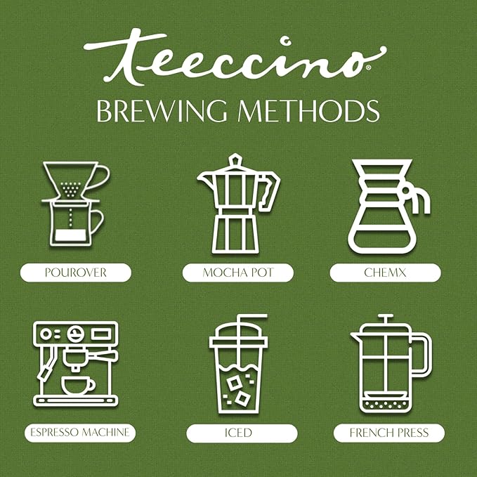 Teeccino French Roast Chicory Coffee Alternative - Ground Herbal Coffee That’s Prebiotic, Caffeine-Free & Acid Free, Dark Roast, 1.1 Pound
