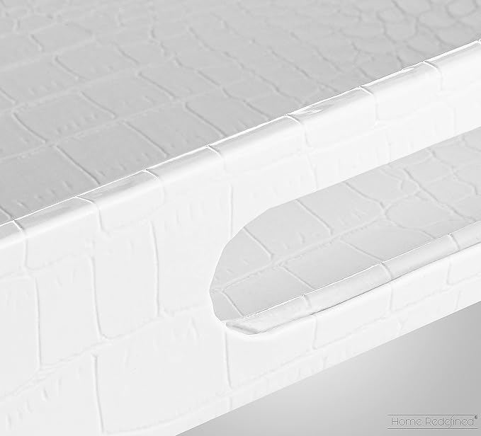 17.5"x12" White Glossy Crocodile Faux Leather Serving Tray Beautiful Modern Elegant Decorative Tray with Handles Ottoman Coffee Table Perfume Display Makeup for All Occasion's