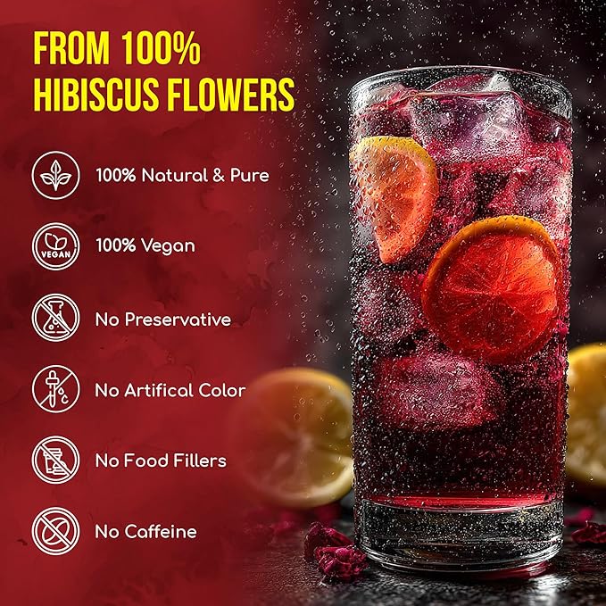 FreshDrinkUS, Premium 140 Hibiscus Flowers Tea Bags, 100% Natural, Handmade & Pure from Hibiscus Flowers. No Sugar/Caffeine/Gluten, Vegan. Tart & Refreshing, Hot or Ice Tea, Great For All Seasons