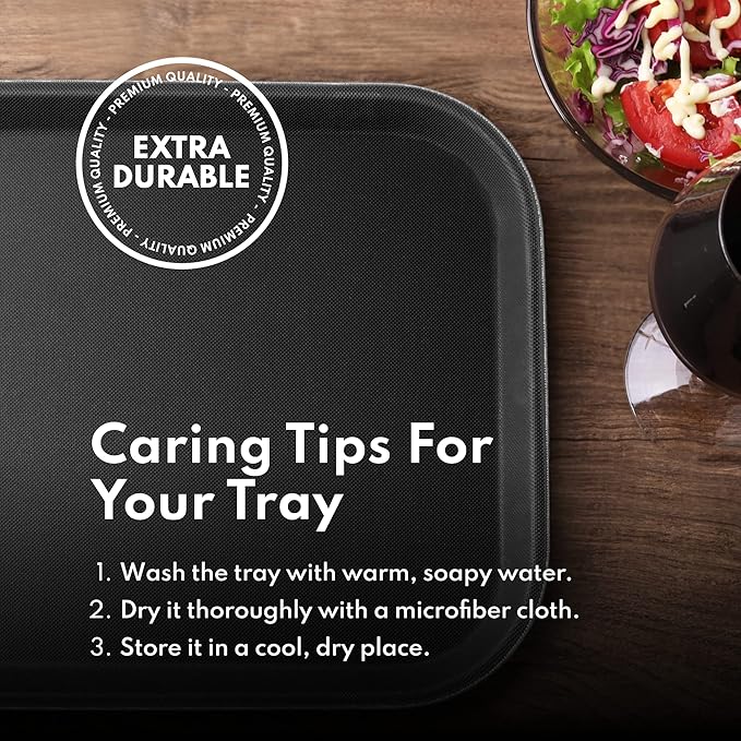 New Star Foodservice Restaurant Grade Non-Slip Tray, Plastic, Rubber Lined, Rectangular (Black, 15-Inch x 20-Inch)