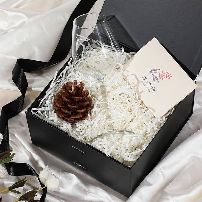 OEMVALATY Black Gift Box,14x12x5 Inches Gift Boxes with Lids for Presents with Magnetic Closure and Ribbon for Wedding,Storage,Birthday(5-Pack)