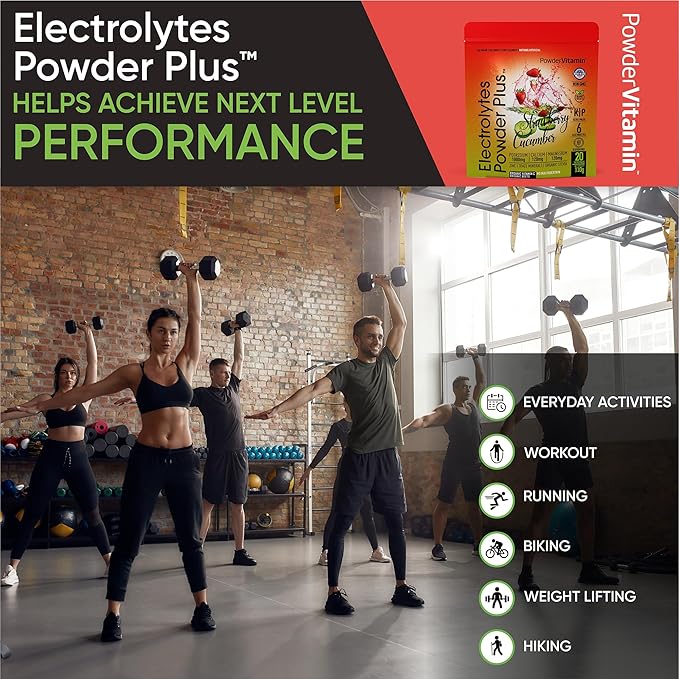 PowderVitamin Electrolytes Powder Plus (20 Servings) Strawberry Cucumber Electrolyte Powder Zero Calorie Keto,0Sugar,No Maltodextrin,1000mg Potassium,120mg Calcium,120mg Magnesium, Pink Himalayan Salt