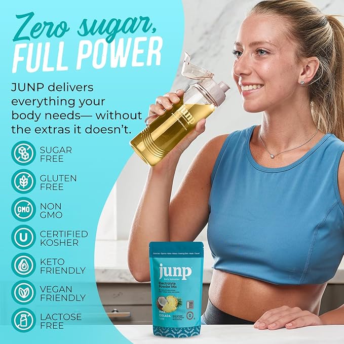 JUNP Sugar Free Electrolytes Powder Packets for Water Instant Hydration Packets with Salt & Potassium, Zero Calorie, No Carbs No Sugar Electrolyte Drink Mix Sticks, Keto Friendly, Pina Colada 20 Pack