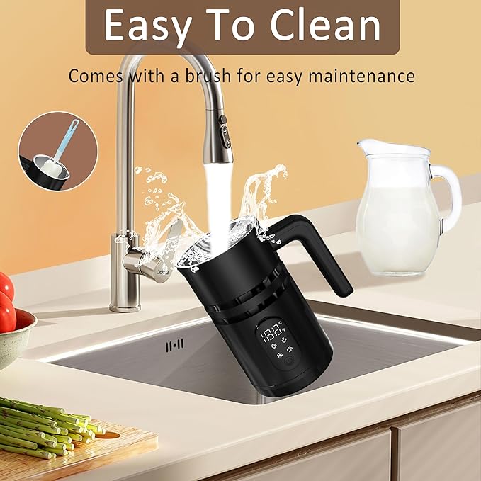 Milk Frother and Steamer, 19.9 OZ Detachable Milk Frother for Coffee with Temperature Display, 4 in 1 Large Capacity Automatic Warm and Cold Foam Maker for Coffee, Latte, Cappuccino