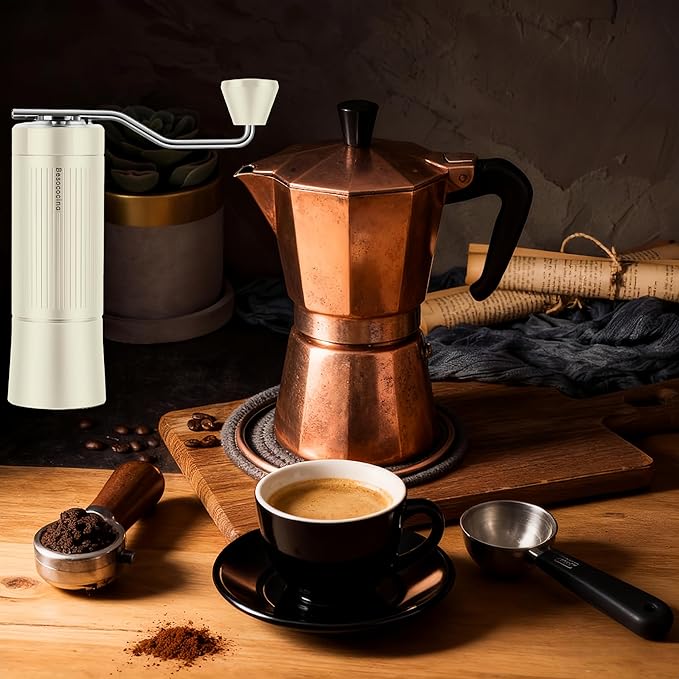 Burr Coffee Grinder 2-in-1 Manual/Electric, 40mm Stainless Steel Conical Burr Coffee Bean Grinder, USB Rechargeable Home Use, 16 Grind Levels for Espresso/Drip/French Press/Mocha (Milky)