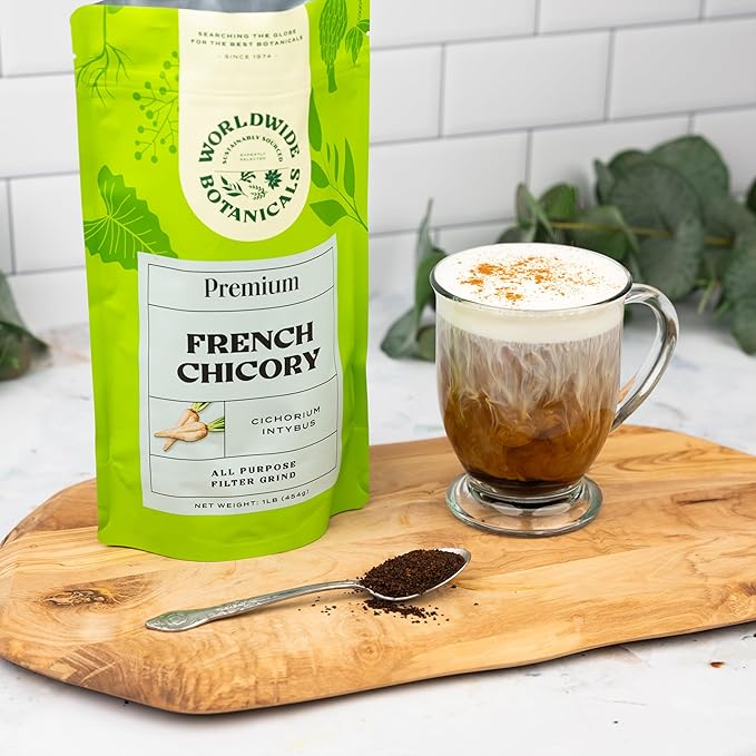 Worldwide Botanicals French Chicory Root, 1 Pound - Brew Like Coffee, Blend Roasted Chicory Root With Coffee, Prebiotic, Acid Free, Caffeine Free, Kosher