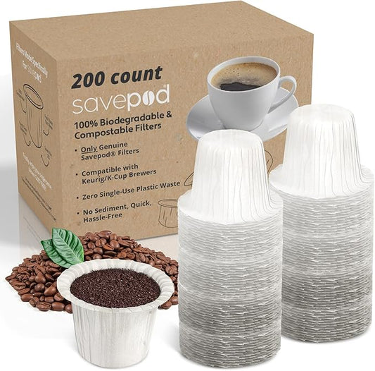 Savepod Paper Coffee Filters for Savepod Pod Maker, Reusable Pods Alternative, Disposable Coffee Filter, Single Serve Coffee Machine, Compatible with Keurig Coffee Machines and K Cup Brewer, 200 Count