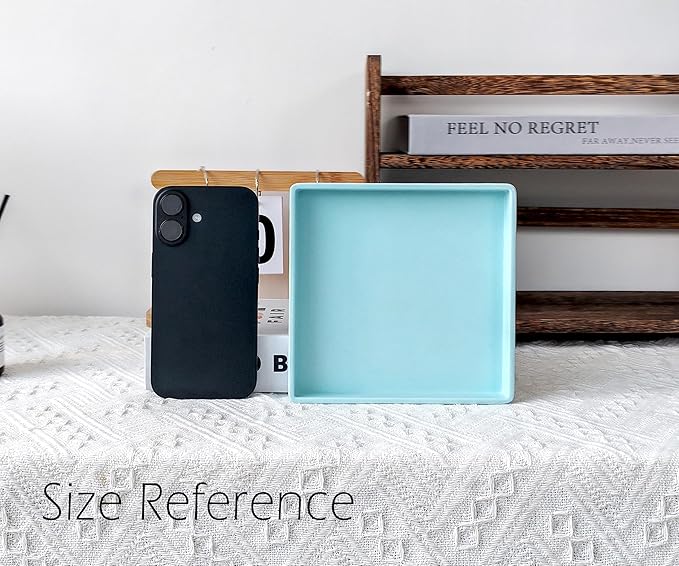 Small Square Serving Tray (5.9 inch), Durable Blue Tray for Desserts & Organization, Lightweight for Coffee, Drinks, Party, Seasoning, Perfume and Display.