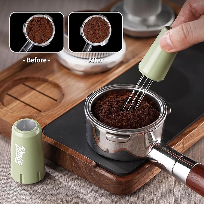 WDT Espresso Distribution Tool - Espresso Stirrer Tool with Stand,Coffee Stirrer Tools for Barista with 0.4mm 8 Needles,Aluminum Alloy Handle