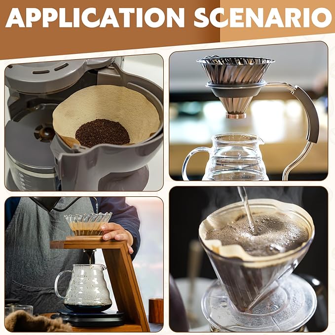 200 Count Cone Coffee Filters, Coffee Filters #2 Disposable, V60 Natural Unbleached Cone Paper Filter for Pour Over and Drip Coffee Maker, Suitable for Home Coffee Shop (2-4 Cup)
