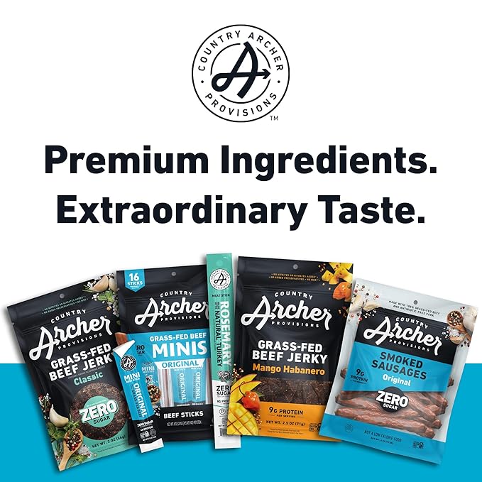 Archer Jerky Original Beef Jerky Sticks - Grass-Fed Beef Sticks Individually Wrapped, Bulk Protein Snack Packs, Gluten Free, Paleo, Keto - 1 oz (Pack of 36)