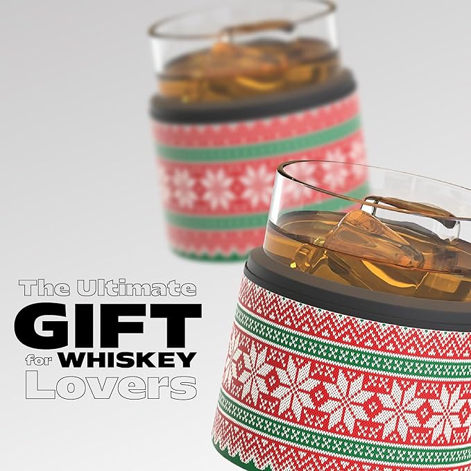asobu Whiskey Sleeve Glass – Insulated Bourbon Tumbler with Premium Rocks Glass, BPA-Free, Double-Wall Stainless Steel, Keeps Drinks Cold Longer, 10.5oz