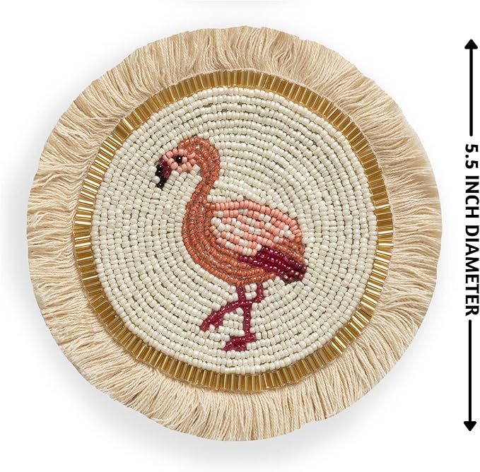 Folkulture Decorative Coasters for Coffee Table | 5.5" Farmhouse Coasters for Table Decor | Rustic Drink Coaster for Cocktails | Round Beautiful Coaster
