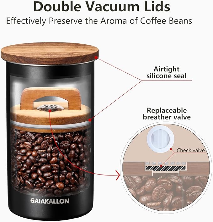 Vacuum Coffee Canister, Stainless Steel Airtight Coffee Storage Container, Coffee Container for 12oz Coffee Beans, Coffee Beans Storage, 33 fl.oz