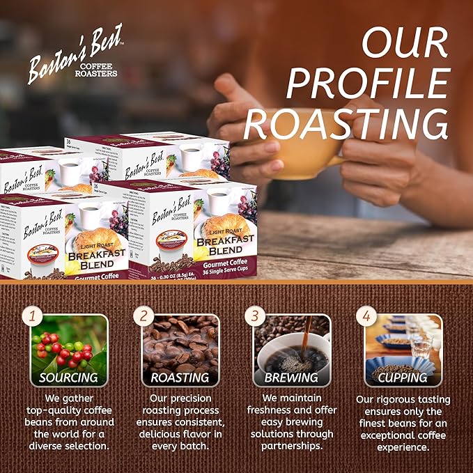 Boston’s Best - Smooth Light-Roast Breakfast Blend, Delicious Gourmet Coffee Compatible with Keurig Coffee Maker - 144 Count (Pack of 1)