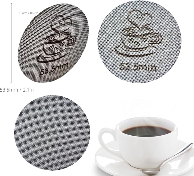 Espresso Puck Screen for 54mm Portafilter Basket, 1.7mm Thickness Made with 316 Stainless Steel, Coffee Machine Reusable Filter for Barista Accessories (54mm *2）