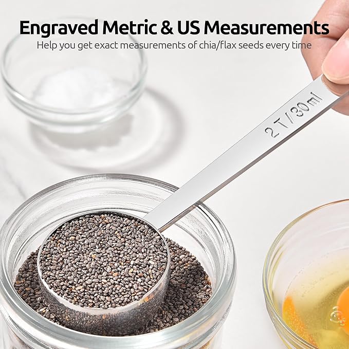 U-Taste Coffee Scoop 2 Tablespoon: 18/8 Stainless Steel Measuring Scooper for Ground Coffee, Bean, Powder, Espresso, 4.3in Long Handle Metal Measure Spoon for Canister, Jar (1Tbsp+2Tbsp / 15ml+30ml)