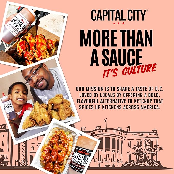 Capital City Mambo Sauce Sweet Hot, Washington DC Wing Sauces, Perfect Condiment for Wings Chicken Pork Beef Seafood Burgers Rice or Noodles, 128oz (1 Gallon) 4 Pack