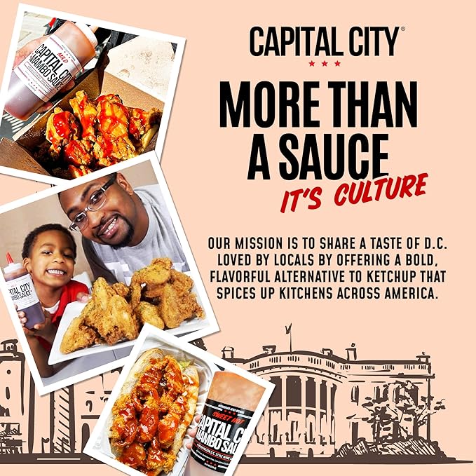Capital City Mambo Sauce Sweet Hot, Washington DC Wing Sauces, Perfect Condiment for Wings Chicken Pork Beef Seafood Burgers Rice or Noodles, 12oz (12 pack)