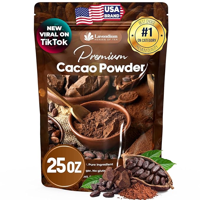 25oz (1.56 lbs) Cacao Powder, 100% Natural & Pure, Unsweetened, Rich Chocolate Flavor, Perfect for Baking & Smoothies No Additives, No Gluten, Vegan.
