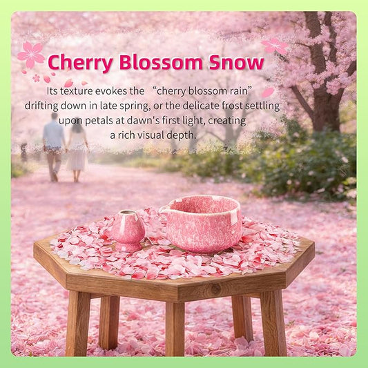 TEANAGOO Matcha Whisk Set,7 Pcs Matcha Set Pink for Making Latte,Ceramic Bowl(chawan) whith Spout and Whisk,Gift for Friend/Family