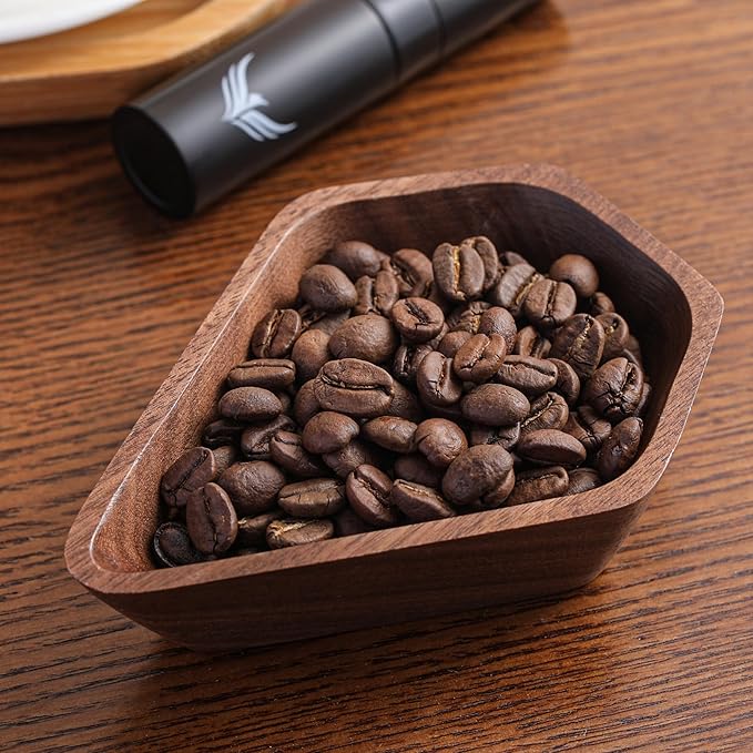 KNODOS Walnut Coffee Bean Dosing Cup and RDT Coffee Spritzer Set Coffee Bar Accessories Wooden Dosing Vessel Single Dose Coffee Measuring Tray Kit