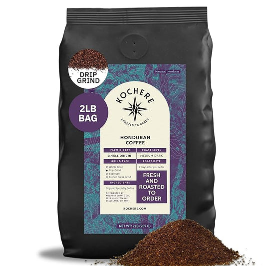 Organic Honduran Drip Grind Coffee – 2LB, Single Origin Arabica, Medium-Dark Roast, Fair Trade, Specialty Grade