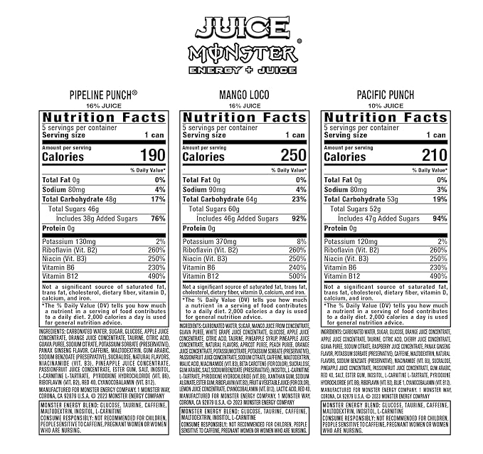 Monster Energy Juice Monster Variety Pack, PPMLPP, Energy Drink, 16 Ounce | Energy + Juice, Pack of 15