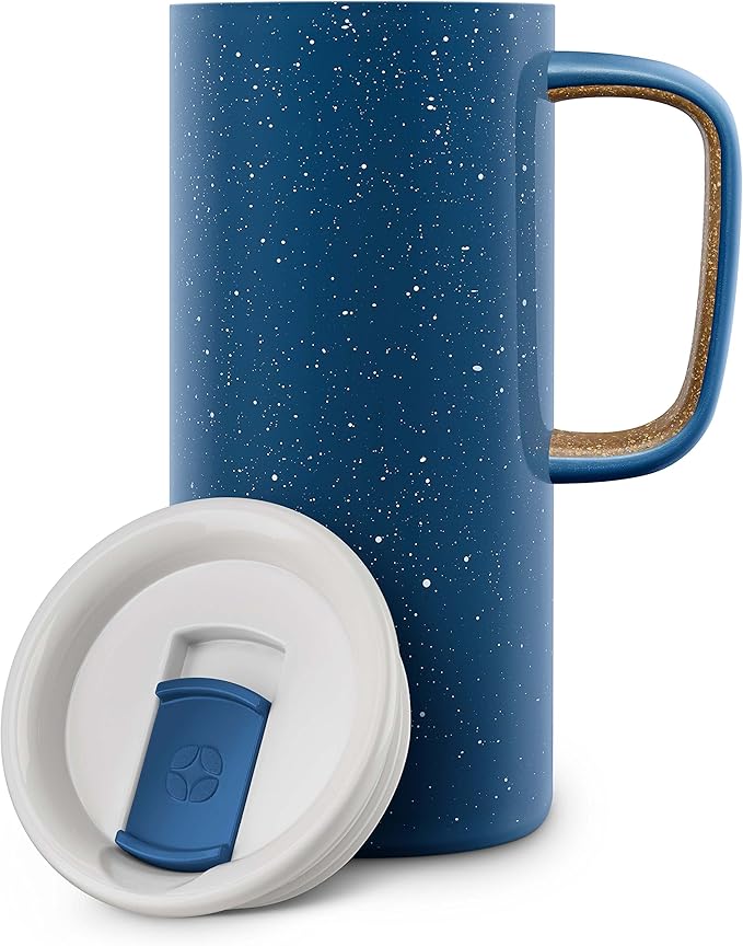 Ello Campy Vacuum Insulated Travel Mug with Leak-Proof Slider Lid and Comfy Carry Handle, Perfect for Coffee or Tea, BPA Free, Avalon Sea, 18oz (Pack of 6)