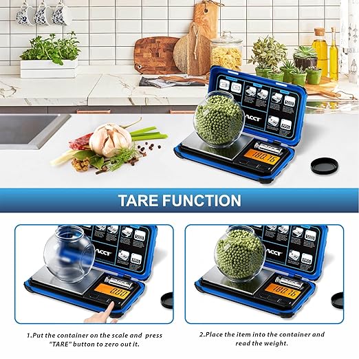 ACCT Precision Pocket Scale, 200gx0.01g Jewelry gram Scale, Digital Food Scale with LCD Display, one-Click Conversion 6 Units, Mini Scale for Kitchen/Powder/Coffee/Coins(Battery Included)