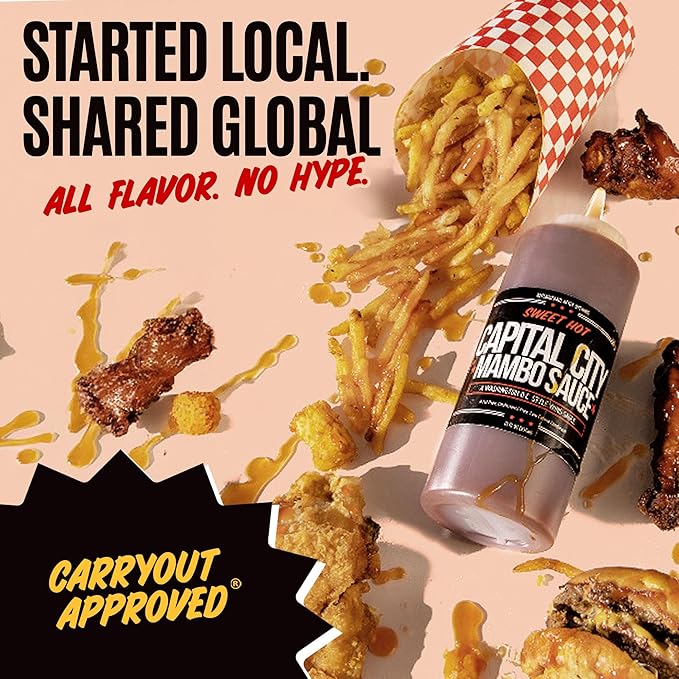 Capital City Mambo Sauce Sweet Hot, Washington DC Wing Sauces, Perfect Condiment for Wings Chicken Pork Beef Seafood Burgers Rice or Noodles, 128oz (1 Gallon) 4 Pack