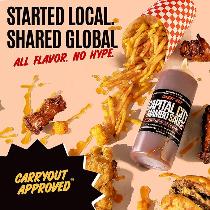 Capital City Mambo Sauce Sweet Hot, Washington DC Wing Sauces, Perfect Condiment for Wings Chicken Pork Beef Seafood Burgers Rice or Noodles, 12oz (12 pack)