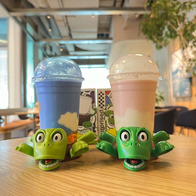 JOD® Turtle Coaster, 3D Printed Funny Tea Coasters with Interactive Expression, 2PC Turtle Cup Holder,Liftable Limbs & Expressive Face Turtles,Tortoise Lover Gag Gifts(2pc-Light Green Green)
