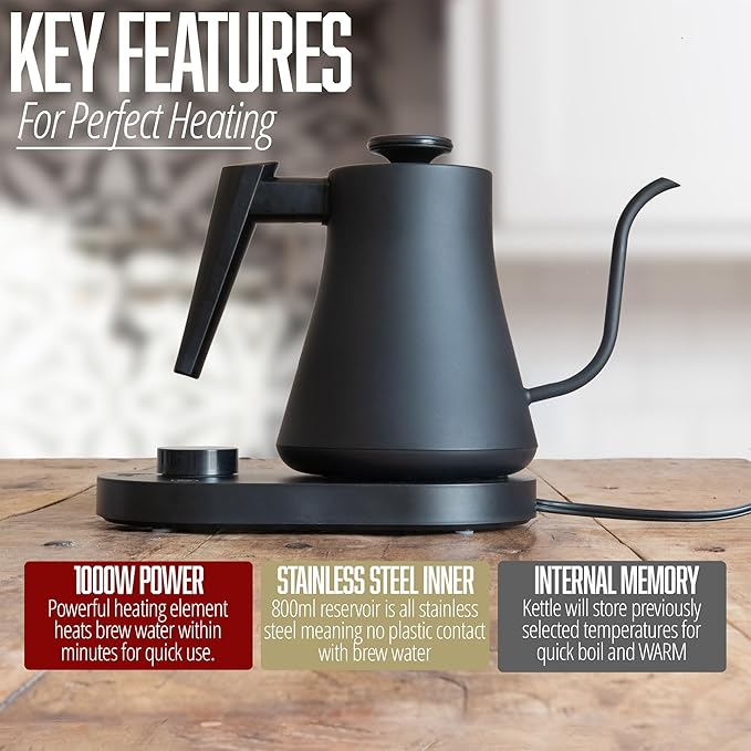 Flair Cafe Kettle - 110v Electric Gooseneck Kettle with Digital Temperature Control & Three Heating Modes