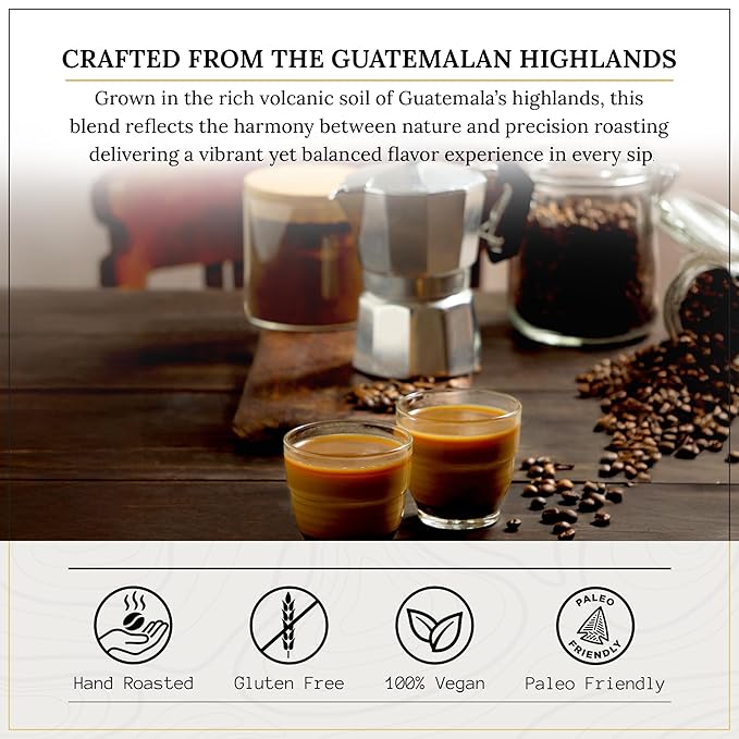 Leiva’s Ground Blonde Espresso (8oz), Roasted to Order, Micro-Lot Guatemalan Beans – El Capitan Elijah Espresso Coffee Ground w/Floral, Citrus & Caramel Notes - Low Acidity Blonde Roast
