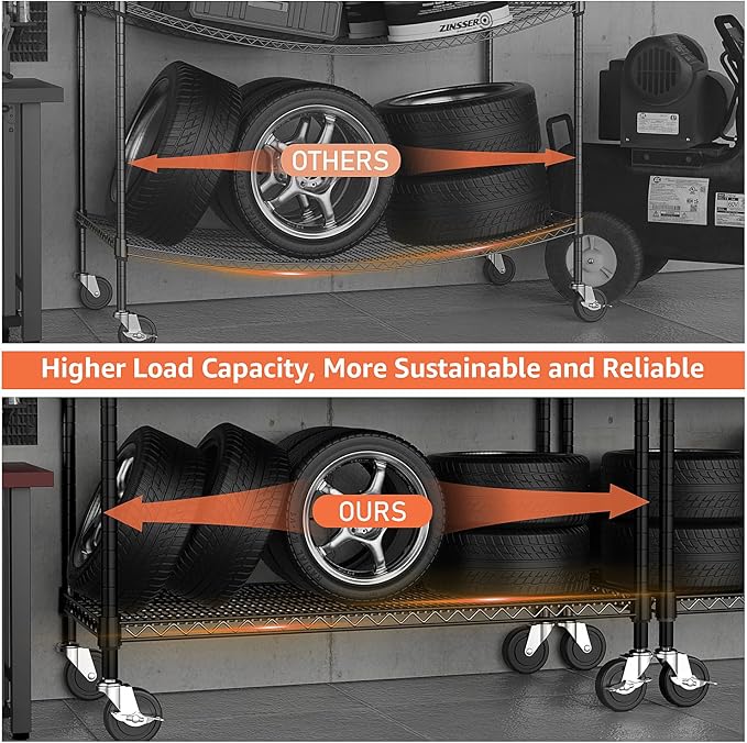 M MZG Industrial Metal 4 Tier Shelving for Garage, Pantry, Warehouse, Basement Utility Room, Storage Rack Metal Shelving Unit, Shelf Organizer, Black 23.6" D x 53.2" W x 73.6" H