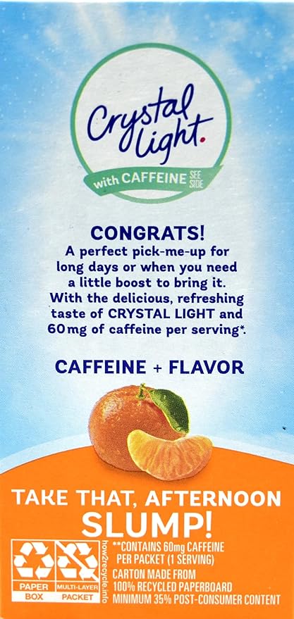 Crystal Light On The Go Citrus With Caffeine Drink Mix, 10-Packet Box (Pack of 8)