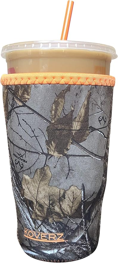 Koverz Iced Coffee Sleeve, Insulated Neoprene Cup Sleeve, Fits a 32 Oz. Coffee Cup, Washable and Reusable, Iced Coffee Accessories, Large Realtree Camo