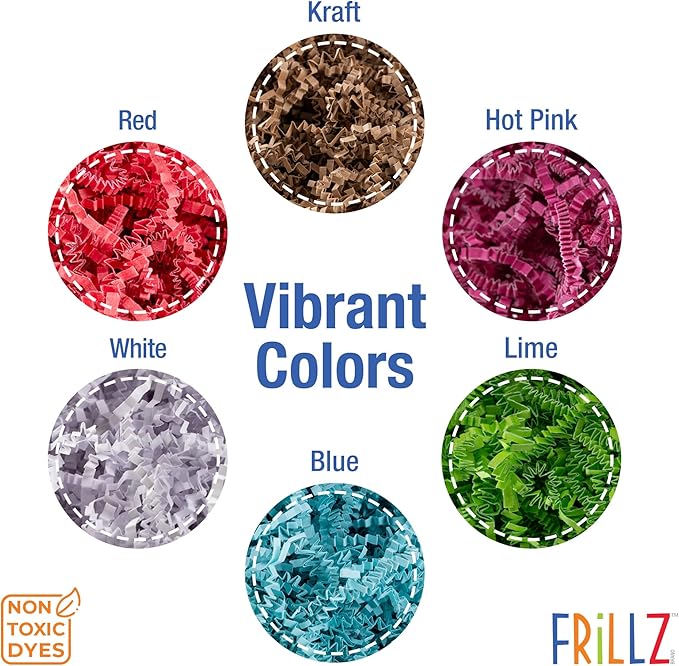FRILLZ Crinkle Cut Paper Shred Filler for Baskets, Gifts, Packing and Protecting your Birthday, Weddings, Anniversary, Valentines Day, and other gifts (1/2 pound, Blue)