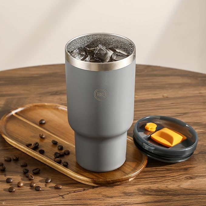 FOSA VacBrew 30oz Stainless Steel Travel Mug – Vacuum-Insulated Tumbler for Hot & Cold Drinks | Brew Directly in Mug with VacBrew System