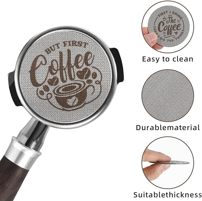 2 Pcs 53.3mm Espresso Puck Screen, 1.7mm Thickness 150 Micrometre Reusable Stainless Steel Coffee Filter Mesh Plate for Espresso Portafilter Filter Basket