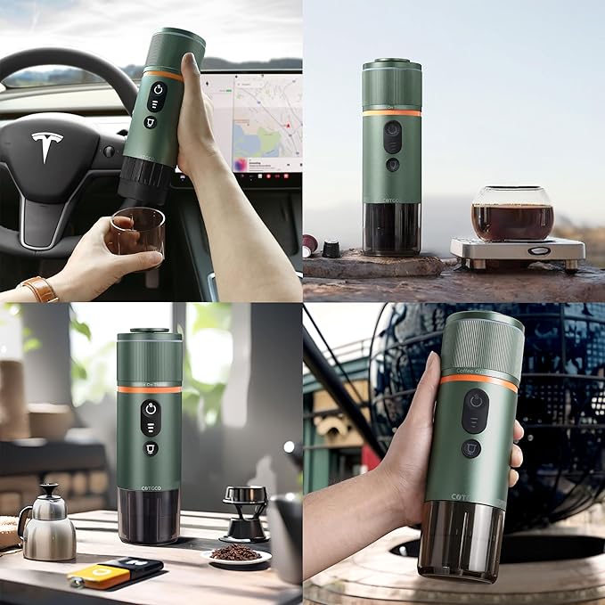 Portable Espresso Maker 20 Bar Self‑Heating & Auto-off | 13500 mAh Battery Brews 8 Shots | 12 V Mini Espresso Machine Compatible with Nespresso Original Pods | Car/Travel/Camping