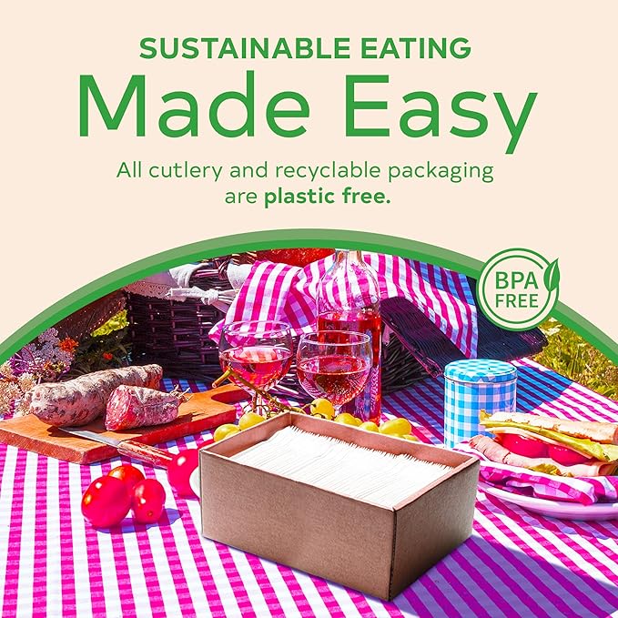 Compostable Forks, Plant Based Compostable Utensils, BPI-Certified Disposable Cutlery, Compostable Forks Bulk Value Pack, 500 Pieces, Ivory White