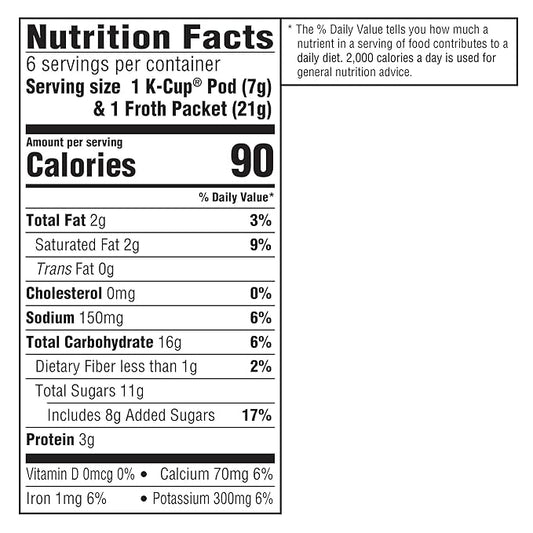 Gevalia Frothy 2-Step Artificially Flavored Mocha Latte Espresso Style K-Cup Coffee Pods & Froth Packets Kit, 6 ct Box