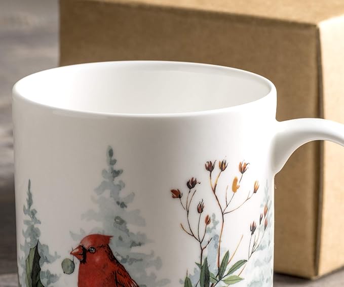 Maison d' Hermine Coffee Mug with Handles Fine Bone China Mugs Pack of One Tea Cups for Hot Beverages Cappuccino Latte Home Restaurant Office Perfect for Gift (Morzine - Morzine, 12 Ounce)