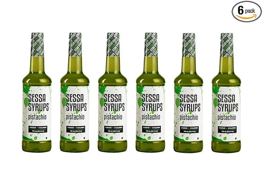 Sessa Syrups Sugar Free Pistachio Syrup - 25.4 Fl Oz - 6 Pack - Keto-Friendly, Zero Calorie, Gluten-Free - For Coffee, Tea, Cocktails, and More